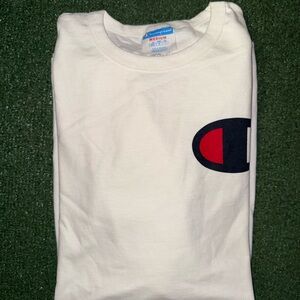 Champion Kids White Long Sleeve Tee with Logo